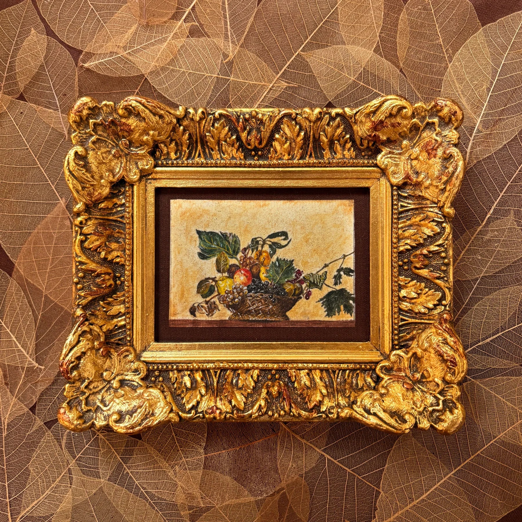 "Cesta de frutas"(c. 1599), releitura de Caravaggio