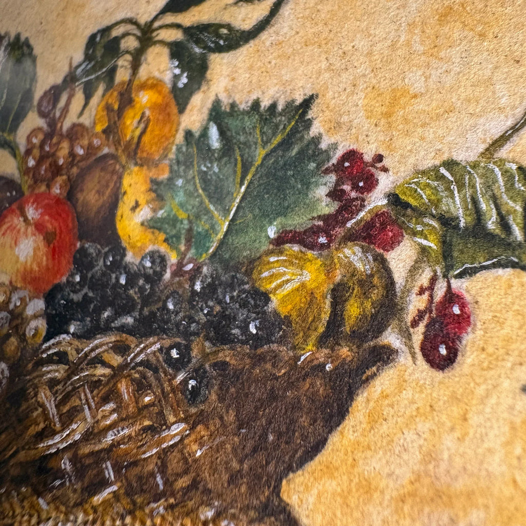 "Cesta de frutas"(c. 1599), releitura de Caravaggio