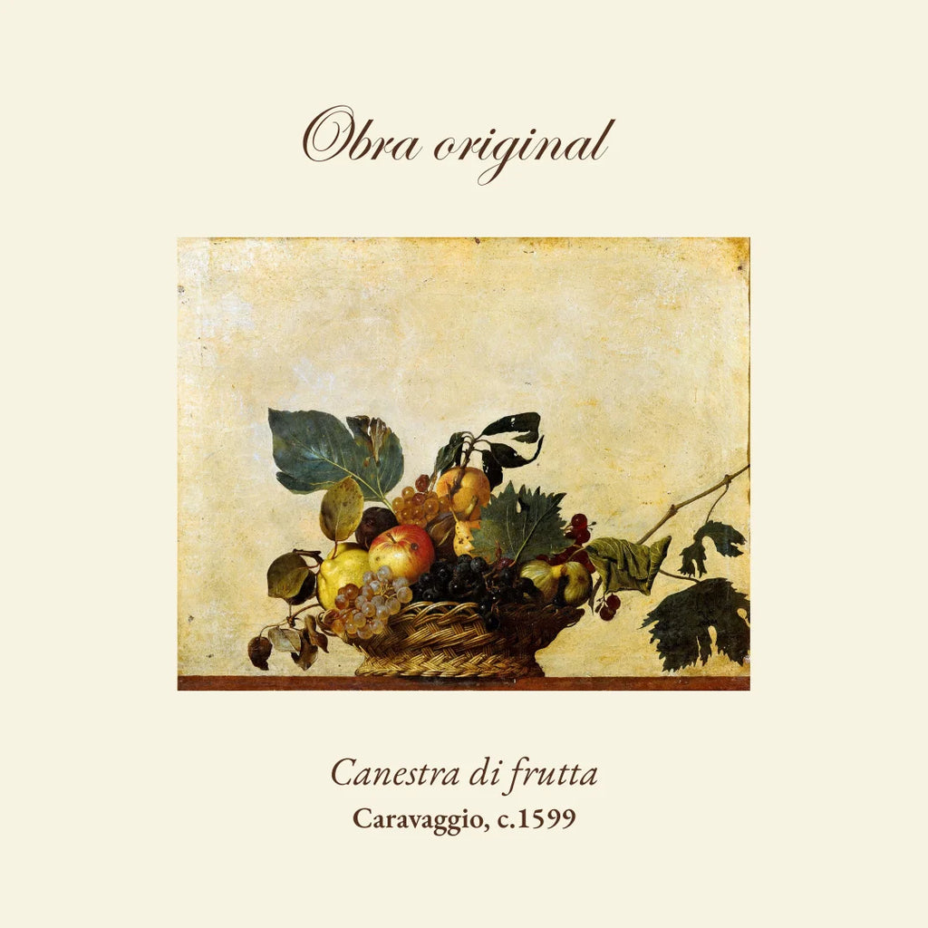 "Cesta de frutas"(c. 1599), releitura de Caravaggio
