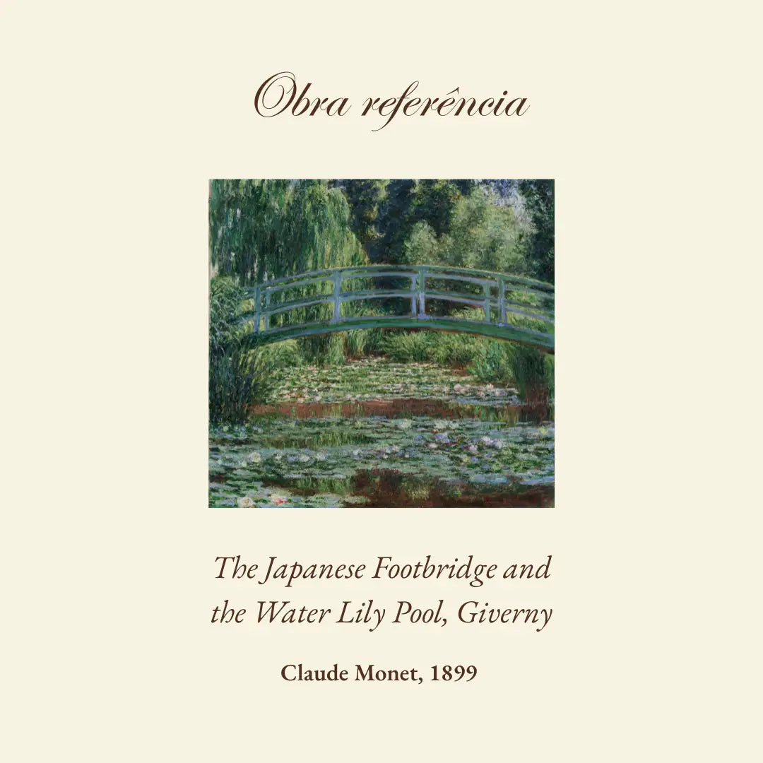 "Ponte japonesa e a lagoa das ninfeias em Giverny"  (1899), releitura de Claude Monet